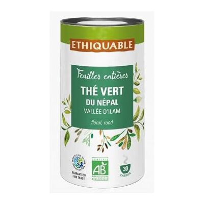 ETHIQUABLE Thé Vert Bio 60g Tube Feuille Entière Népal 30 Tasses - Publicité ETHIQUABLE Thé Vert Bio 60g Tube Feuille Entière Népal 30 Tasses - Publicité