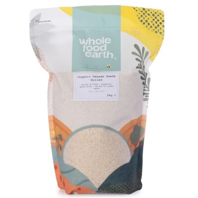 Wholefood Earth Graines de sésame décortiquées bio, 2 kg Sans OGM Véganes Certifiées biologiques - Publicité Wholefood Earth Graines de sésame décortiquées bio, 2 kg Sans OGM Véganes Certifiées biologiques - Publicité