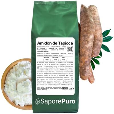 SaporePuro Amidon de Tapioca 500 g – Sans Gluten – Épaississant Naturel pour Crèmes, Sauces, Desserts et Préparations Culinaires - Publicité SaporePuro Amidon de Tapioca 500 g – Sans Gluten – Épaississant Naturel pour Crèmes, Sauces, Desserts et Préparations Culinaires - Publicité