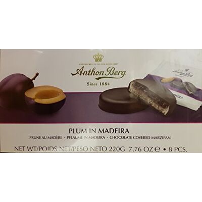 Anthon Berg Massepain recouvert de chocolat noir Prune & Madère Boîte de 220g Avec une délicieuse confiture de fruits frais aromatisée à Madère. Publicité Anthon Berg Massepain recouvert de chocolat noir Prune & Madère Boîte de 220g Avec une délicieuse confiture de fruits frais aromatisée à Madère. Publicité
