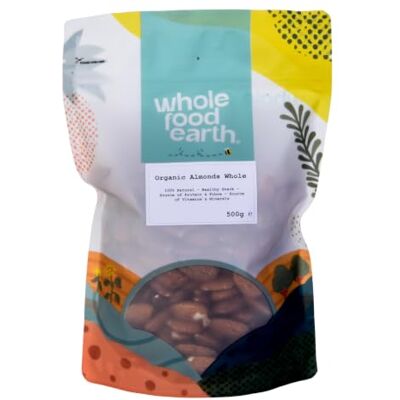 Wholefood Earth Amandes Entières Bio 500g Crues, Riche en Fibres et Protéines Véganes, Non OGM, Naturellement Sans Gluten Snack Sain et Source d'Énergie Certifiée Biologique - Publicité Wholefood Earth Amandes Entières Bio 500g Crues, Riche en Fibres et Protéines Véganes, Non OGM, Naturellement Sans Gluten Snack Sain et Source d'Énergie Certifiée Biologique - Publicité