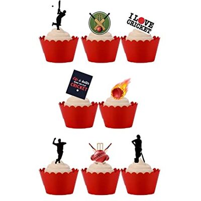 Top That Lot de 30 décorations de gâteaux en papier comestible sur le thème du cricket - Publicité Top That Lot de 30 décorations de gâteaux en papier comestible sur le thème du cricket - Publicité