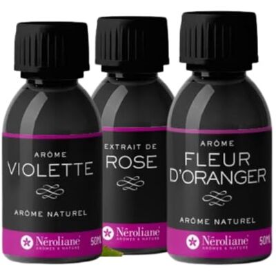 Néroliane NEROLIANE – Lot 3 Arômes Naturels de Fleurs 50ml : Rose, Violette, Fleur d'Oranger – Yaourts, Pâtisseries, Boissons, Glaces – Vegan – Fabriqué en France – Qualité Professionnelle - Publicité Néroliane NEROLIANE – Lot 3 Arômes Naturels de Fleurs 50ml : Rose, Violette, Fleur d'Oranger – Yaourts, Pâtisseries, Boissons, Glaces – Vegan – Fabriqué en France – Qualité Professionnelle - Publicité