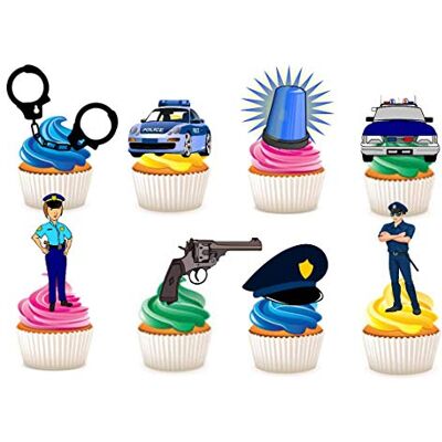 Ediblecakedecorations Lot de 34 décorations en papier comestible pour cupcakes et gâteaux sur le thème de la police - Publicité Ediblecakedecorations Lot de 34 décorations en papier comestible pour cupcakes et gâteaux sur le thème de la police - Publicité