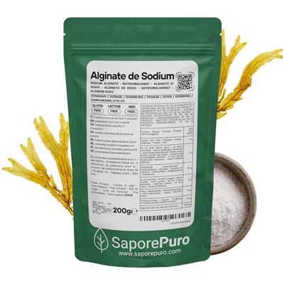 SaporePuro Alginate de Sodium en poudre 200 g – Épaississant, Gélifiant et Stabilisant Alimentaire – Idéal pour la Cuisine Moléculaire – Sans Gluten - Publicité SaporePuro Alginate de Sodium en poudre 200 g – Épaississant, Gélifiant et Stabilisant Alimentaire – Idéal pour la Cuisine Moléculaire – Sans Gluten - Publicité
