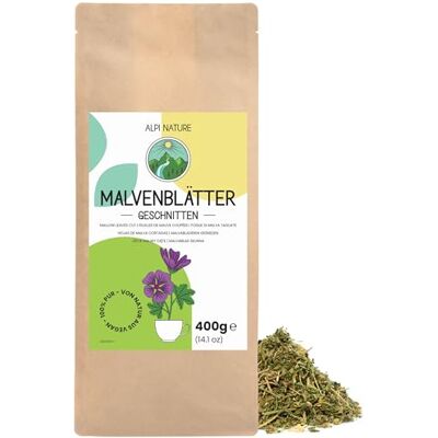 Alpi Nature Feuilles de Mauve 400g, Feuilles de Mauve Séchées et Coupées, Thé en Vrac - Publicité Alpi Nature Feuilles de Mauve 400g, Feuilles de Mauve Séchées et Coupées, Thé en Vrac - Publicité