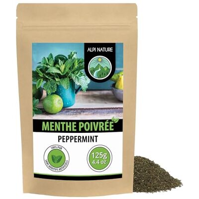Alpi Nature Menthe Poivrée Tisane 125g, Feuilles de Menthe Poivrée Séchées et Coupées, Thé en Vrac - Publicité Alpi Nature Menthe Poivrée Tisane 125g, Feuilles de Menthe Poivrée Séchées et Coupées, Thé en Vrac - Publicité