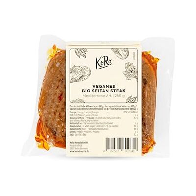 KoRo Steak de seitan bio à la méditerranéenne 250 g - Publicité KoRo Steak de seitan bio à la méditerranéenne 250 g - Publicité
