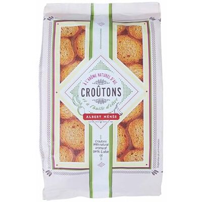 ALBERT MENES AM Albert Ménès La panification Croûtons à l'Huile d'Olive parfumés à l'Ail 100 g - Publicité ALBERT MENES AM Albert Ménès La panification Croûtons à l'Huile d'Olive parfumés à l'Ail 100 g - Publicité