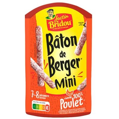 Justin Bridou Bâton de Berger Mini 100% Poulet x10 80g - Publicité Justin Bridou Bâton de Berger Mini 100% Poulet x10 80g - Publicité