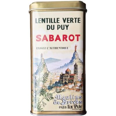 Sabarot Lentille verte du Puy A.O.P. Boîte métal collection "Ville du Puy-en-Velay" 500g - Publicité Sabarot Lentille verte du Puy A.O.P. Boîte métal collection "Ville du Puy-en-Velay" 500g - Publicité
