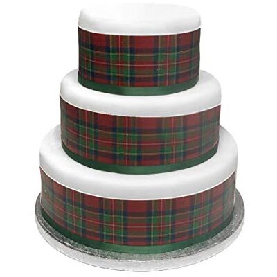 Top That Feuille de décoration comestible rouge à motif tartan – Parfait pour les grands gâteaux – Facile à utiliser - Publicité Top That Feuille de décoration comestible rouge à motif tartan – Parfait pour les grands gâteaux – Facile à utiliser - Publicité