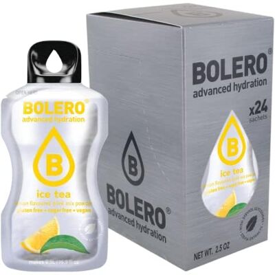Bolero Boléro ICE TEA LEMON 24x3g Jus en poudre sans sucre, édulcoré à la stévia + vitamine C pour enfants et sportifs sans gluten, végétalien thé glacé saveur citron - Publicité Bolero Boléro ICE TEA LEMON 24x3g Jus en poudre sans sucre, édulcoré à la stévia + vitamine C pour enfants et sportifs sans gluten, végétalien thé glacé saveur citron - Publicité
