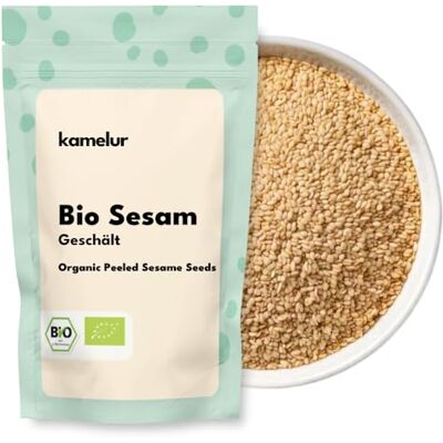 Kamelur 500g Sésame BIO pelé et non grillé Graines de sésame sans additifs Sésame BIO (graines de sésame) en emballage biodégradable - Publicité Kamelur 500g Sésame BIO pelé et non grillé Graines de sésame sans additifs Sésame BIO (graines de sésame) en emballage biodégradable - Publicité