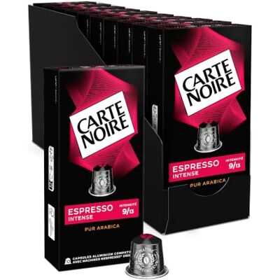 Carte Noire Capsules de Café 100% Arabica Aromatique & Corsé Notes Grillées et de Cacao Fabriqué en France 10 x 10 Capsules Aluminium - Publicité Carte Noire Capsules de Café 100% Arabica Aromatique & Corsé Notes Grillées et de Cacao Fabriqué en France 10 x 10 Capsules Aluminium - Publicité