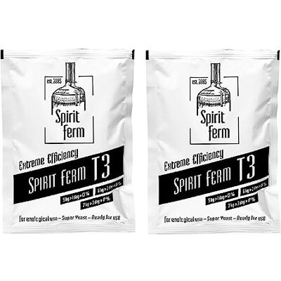 AlcoFermBrew 2 x Turbo Levure Turbo 3 125g T3, Levure pour la fermentation du sucre et des fruits, Distillateurs Levure, Levure Rapide, Gnôle Alcool - Publicité AlcoFermBrew 2 x Turbo Levure Turbo 3 125g T3, Levure pour la fermentation du sucre et des fruits, Distillateurs Levure, Levure Rapide, Gnôle Alcool - Publicité