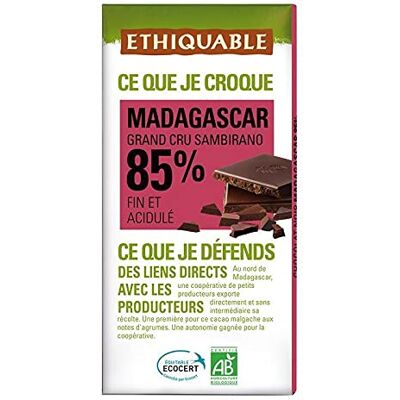 ETHIQUABLE Chocolat Noir 85% De Cacao De Madagascar Bio 100G Lot De 4 - Publicité ETHIQUABLE Chocolat Noir 85% De Cacao De Madagascar Bio 100G Lot De 4 - Publicité