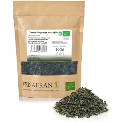 FRISAFRAN Thé Vert Menthe Gunpowder Bio Vrac 100g Antioxydant thé vert japonais Digestif bonne santé boisson rafraîchissante Infusion de Menthe pur Feuilles de menthe chaud-froid - Publicité FRISAFRAN Thé Vert Menthe Gunpowder Bio Vrac 100g Antioxydant thé vert japonais Digestif bonne santé boisson rafraîchissante Infusion de Menthe pur Feuilles de menthe chaud-froid - Publicité