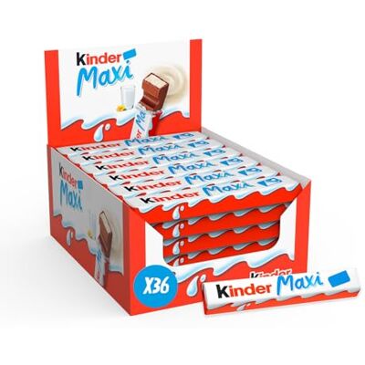 Kinder Maxi Barre Chocolatée au Cœur de Lait fondant Enrobé de Chocolat Goûter Fondant et Gourmand Format Familial 36 Barres - Publicité Kinder Maxi Barre Chocolatée au Cœur de Lait fondant Enrobé de Chocolat Goûter Fondant et Gourmand Format Familial 36 Barres - Publicité
