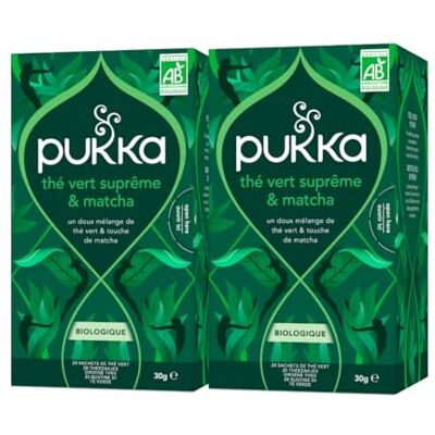 Lipton Pukka Infusion Bio Thé Vert Suprême & Matcha Infusion Biologique et Ayurvédique, Issue du Commerce Équitable 40 Sachets Lot de 2x20 sachets - Publicité Lipton Pukka Infusion Bio Thé Vert Suprême & Matcha Infusion Biologique et Ayurvédique, Issue du Commerce Équitable 40 Sachets Lot de 2x20 sachets - Publicité
