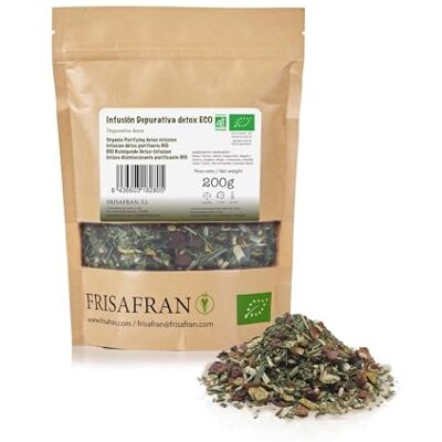 FRISAFRAN Infusion Purifiante Détox Bio Vrac 200g Digestif Anti-inflammatoire thé drainant à effet diurétique Propriétés détox Antioxydant naturel pas d'additifs Tisane Detox Foie - Publicité FRISAFRAN Infusion Purifiante Détox Bio Vrac 200g Digestif Anti-inflammatoire thé drainant à effet diurétique Propriétés détox Antioxydant naturel pas d'additifs Tisane Detox Foie - Publicité