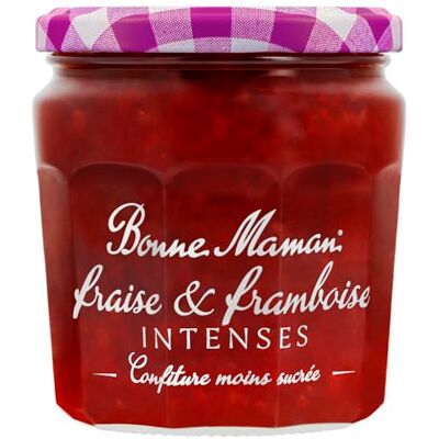 Bonne Maman Confiture Fraise & Framboise Intenses Riche en Fruits et moins sucrée 335g - Publicité Bonne Maman Confiture Fraise & Framboise Intenses Riche en Fruits et moins sucrée 335g - Publicité