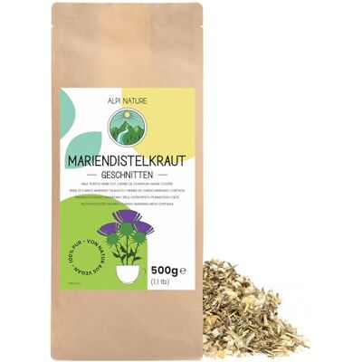 Alpi Nature Chardon Marie Tisane 500g, Herbe de Chardon-Marie Séchée et Coupée, Thé en Feuilles - Publicité Alpi Nature Chardon Marie Tisane 500g, Herbe de Chardon-Marie Séchée et Coupée, Thé en Feuilles - Publicité
