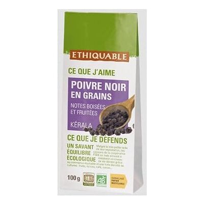 ETHIQUABLE Poivre noir en grains bio & équitable en sachet - Publicité ETHIQUABLE Poivre noir en grains bio & équitable en sachet - Publicité