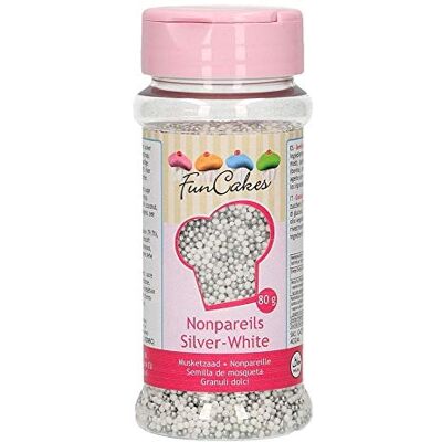 FunCakes Nonpareils Silver Blanc Sprinkles Pour Bon Goût Décoration De Gâteaux 80 G G42552 , (Lot 1) - Publicité FunCakes Nonpareils Silver Blanc Sprinkles Pour Bon Goût Décoration De Gâteaux 80 G G42552 , (Lot 1) - Publicité