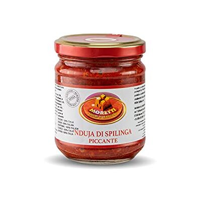 Moretti ® Nduja Calabrese Di Spilinga Artisan et Original Spicy SANS OGM Tartinable et Crémeux en Pot de 180gr (180 g (Lot de 1)) - Publicité Moretti ® Nduja Calabrese Di Spilinga Artisan et Original Spicy SANS OGM Tartinable et Crémeux en Pot de 180gr (180 g (Lot de 1)) - Publicité
