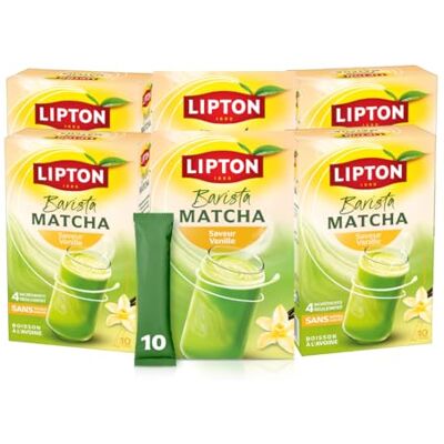 Lipton Barista Matcha Saveur Vanille, Boisson à l’avoine avec une touche Vanille, Sticks prêts à l’emploi (Lot de 6 x 10 sticks), version chaude ou froide, Sans sucres ajoutés* - Publicité Lipton Barista Matcha Saveur Vanille, Boisson à l’avoine avec une touche Vanille, Sticks prêts à l’emploi (Lot de 6 x 10 sticks), version chaude ou froide, Sans sucres ajoutés* - Publicité