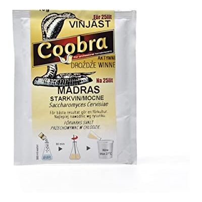 AlcoFermBrew Levure de Vin Active Coobra Madras 10g, Pour 25–30L Vins Rouges Doux et Moelleux de Style Madère, Levure Sèche, Levure en Poudre - Publicité AlcoFermBrew Levure de Vin Active Coobra Madras 10g, Pour 25–30L Vins Rouges Doux et Moelleux de Style Madère, Levure Sèche, Levure en Poudre - Publicité