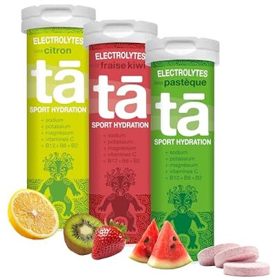 TA ENERGY PACK x3 Tubes Pastilles d'hydration Sels Minéraux Vimines Faibles en calories Réduit les crampes MADE IN FRANCE (Citron/Fraise-Kiwi/Pastèque, Pack x3 Mix) - Publicité TA ENERGY PACK x3 Tubes Pastilles d'hydration Sels Minéraux Vimines Faibles en calories Réduit les crampes MADE IN FRANCE (Citron/Fraise-Kiwi/Pastèque, Pack x3 Mix) - Publicité
