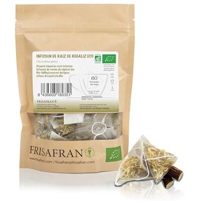 FRISAFRAN Pyramides Infusion Bâton Réglisse ★ 60 Unités 120g thé à la réglisse paloduz infusion de bâton de réglisse naturel infusions Directement du producteur cultivé en Navarre - Publicité FRISAFRAN Pyramides Infusion Bâton Réglisse ★ 60 Unités 120g thé à la réglisse paloduz infusion de bâton de réglisse naturel infusions Directement du producteur cultivé en Navarre - Publicité