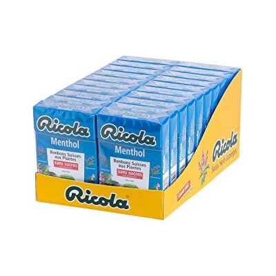 Ricola Bonbons aux Plantes Suisses Parfum Menthol Bienfaisant et Extra Frais Sans Sucres Lot de 20 boîtes de 50g - Publicité Ricola Bonbons aux Plantes Suisses Parfum Menthol Bienfaisant et Extra Frais Sans Sucres Lot de 20 boîtes de 50g - Publicité