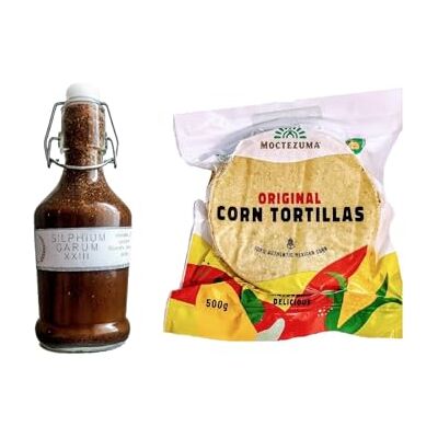 Tooludic Tortilla Véritables tortillas mexicaines avec nixtamal, végétalienne, sans OGM 500 g et garum de silphium 220 ml - Publicité Tooludic Tortilla Véritables tortillas mexicaines avec nixtamal, végétalienne, sans OGM 500 g et garum de silphium 220 ml - Publicité