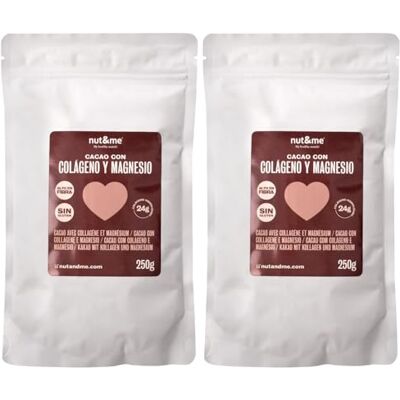 nut&me Collagène et magnésium saveur cacao 500 g Haute teneur en magnésium Haute teneur en fer Source de potassium Céto Sans gluten, sans lactose Pack 2 x 250 gr - Publicité nut&me Collagène et magnésium saveur cacao 500 g Haute teneur en magnésium Haute teneur en fer Source de potassium Céto Sans gluten, sans lactose Pack 2 x 250 gr - Publicité