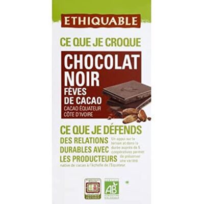 ETHIQUABLE Chocolat noir feves de cacao bio La tablette de 100g - Publicité ETHIQUABLE Chocolat noir feves de cacao bio La tablette de 100g - Publicité