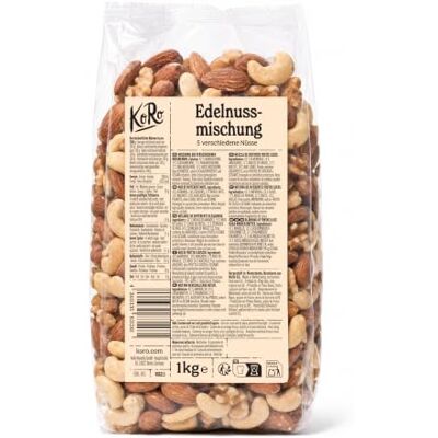 KoRo Mélange de Noix Premium 1 kg Amandes, Cajou, Noix du Brésil, Noisettes et Cerneaux de Noix, 100% Naturel, Sans Sel ni Sucre, Riche en Fibres - Publicité KoRo Mélange de Noix Premium 1 kg Amandes, Cajou, Noix du Brésil, Noisettes et Cerneaux de Noix, 100% Naturel, Sans Sel ni Sucre, Riche en Fibres - Publicité