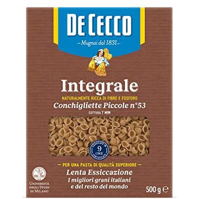 De Cecco Conchigliette Piccole n°53 Integrali Lot de 12 pâtes à grains entiers 500 g - Publicité De Cecco Conchigliette Piccole n°53 Integrali Lot de 12 pâtes à grains entiers 500 g - Publicité