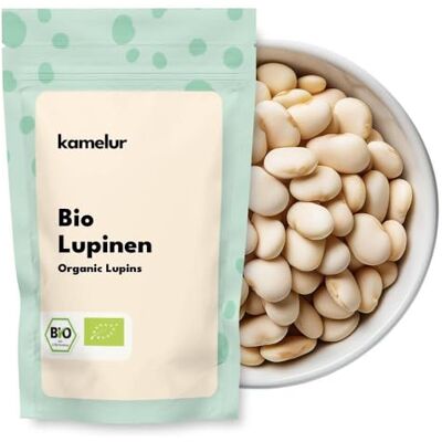 Kamelur 1kg de graines de lupin BIO légumineuses séchées sans additifs, lupins doux graines de lupin BIO en emballage biodégradable - Publicité Kamelur 1kg de graines de lupin BIO légumineuses séchées sans additifs, lupins doux graines de lupin BIO en emballage biodégradable - Publicité