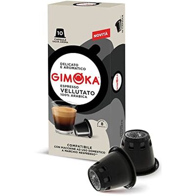 Gimoka Mélange Espresso Vellutato 100% Arabica intensité 8/13-100 Capsules Compatibles avec les machines à café à usage domestique Nespresso* Produit en Italie (lot de 10 x 10) - Publicité Gimoka Mélange Espresso Vellutato 100% Arabica intensité 8/13-100 Capsules Compatibles avec les machines à café à usage domestique Nespresso* Produit en Italie (lot de 10 x 10) - Publicité