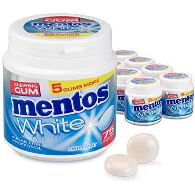 MENTOS Chewing Gum Gum White Sweetmint Jar Chewing Gum 8 Pack 1200 Gram Total - Publicité MENTOS Chewing Gum Gum White Sweetmint Jar Chewing Gum 8 Pack 1200 Gram Total - Publicité