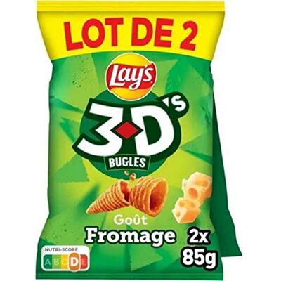 Tete de Moine Cone de mais croustillant gout fromage 3D Bugles - Publicité Tete de Moine Cone de mais croustillant gout fromage 3D Bugles - Publicité