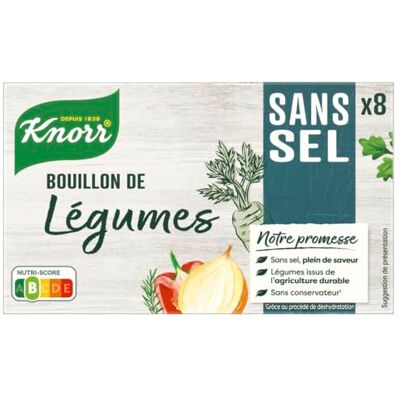 Knorr Bouillon de Légumes sans Sel Convient aux Végétaliens sans Colorant 8 Tablettes - Publicité Knorr Bouillon de Légumes sans Sel Convient aux Végétaliens sans Colorant 8 Tablettes - Publicité
