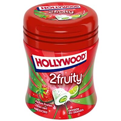 HOLLYWOOD Chewing Gum Bottle 2 Fruity Parfum Fraise Citron Sans Sucres avec Édulcorants Lot de 6 boîtes de 23 dragées (51 g) - Publicité HOLLYWOOD Chewing Gum Bottle 2 Fruity Parfum Fraise Citron Sans Sucres avec Édulcorants Lot de 6 boîtes de 23 dragées (51 g) - Publicité