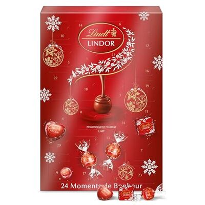 Lindt Calendrier de l'Avent LINDOR Assortiment de Chocolats au Lait Cœur Fondant Idéal pour Noël, 268g - Publicité Lindt Calendrier de l'Avent LINDOR Assortiment de Chocolats au Lait Cœur Fondant Idéal pour Noël, 268g - Publicité