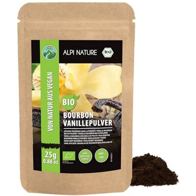 Alpi Nature Vanille en Poudre Bourbon BIO 25g, Gousse de Vanille Bourbon de Madagascar Moulue Qualité A - Publicité Alpi Nature Vanille en Poudre Bourbon BIO 25g, Gousse de Vanille Bourbon de Madagascar Moulue Qualité A - Publicité