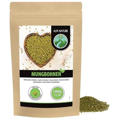 Alpi Nature Haricots Mungo 1kg, Haricots Mungo Verts pour la Cuisine, Soupes, Curry, sans Gluten - Publicité Alpi Nature Haricots Mungo 1kg, Haricots Mungo Verts pour la Cuisine, Soupes, Curry, sans Gluten - Publicité