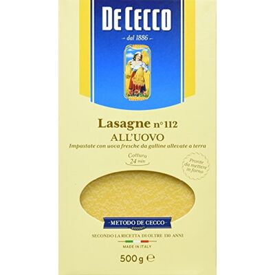 De Cecco Pâtes aux oeufs Lasagnes 500gr - Publicité De Cecco Pâtes aux oeufs Lasagnes 500gr - Publicité